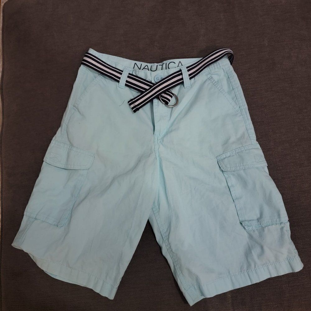 Nautica Cargo Shorts boy's Blue Cotton Regular Fit Outdoor sz 16
